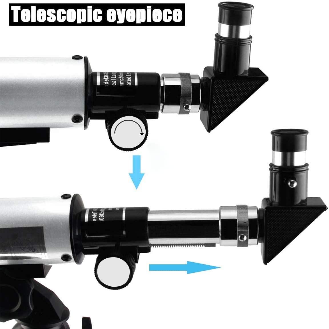 Mijiaowatch Telescopes for Kids, 50mm Aperture 360mm Astronomical Telescope 90X Zoom HD Outdoor Monocular Space Telescope Portable Refractor Spotting Scope with Tripod for Kid/Adult/Beginner (50mm)