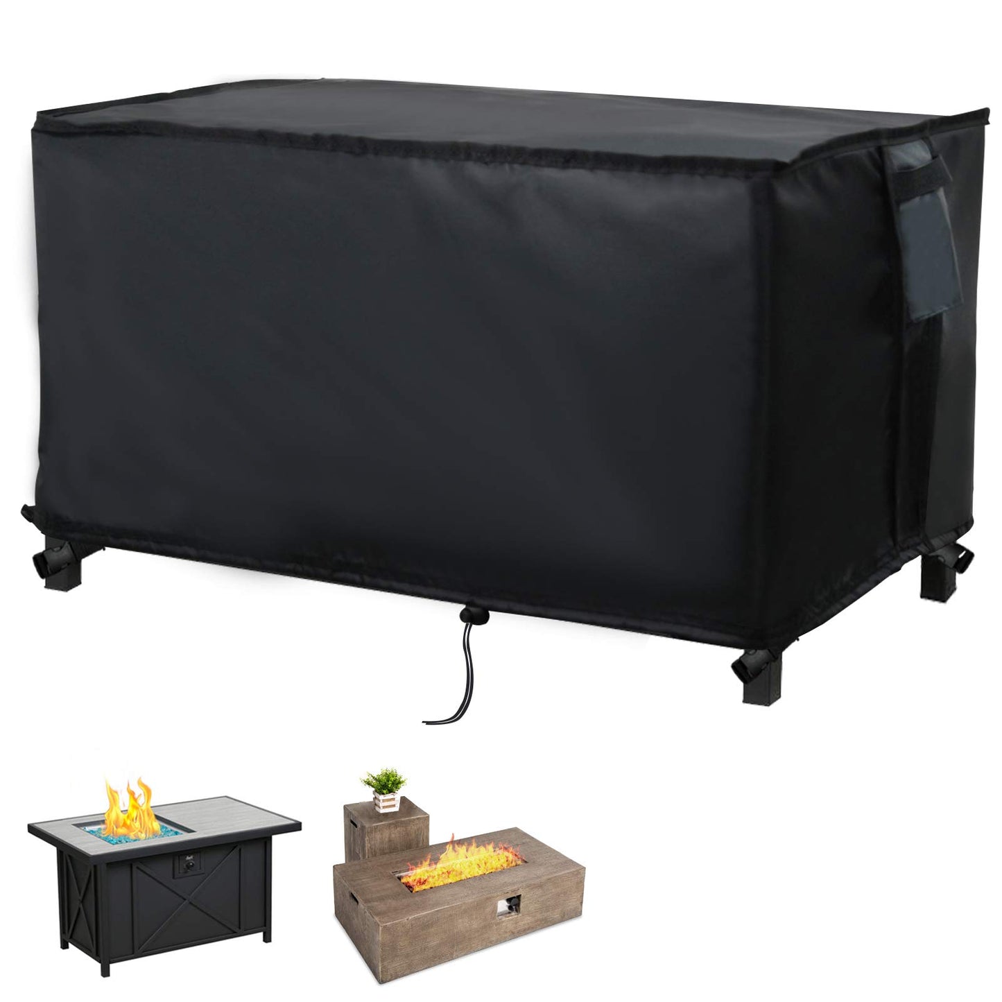 Sakeye Rectangular Fire Pit Cover 44 x 32 Inch, Gas Fire Pit Table Cover 40-44 Inch Patio Firepit Cover Waterproof Outdoor Cover for Patio Table Furniture Gas Firepit 44"L x 32"W x 23"H