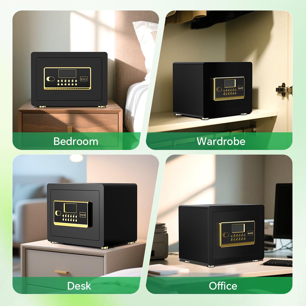 1.2 Cub Safe Box with Digital Keypad & Alarm System - Electronic Lock Box for Jewelry Cash with Adjustable Shelves - Includes LED Light & Fireproof and Waterproof Bag