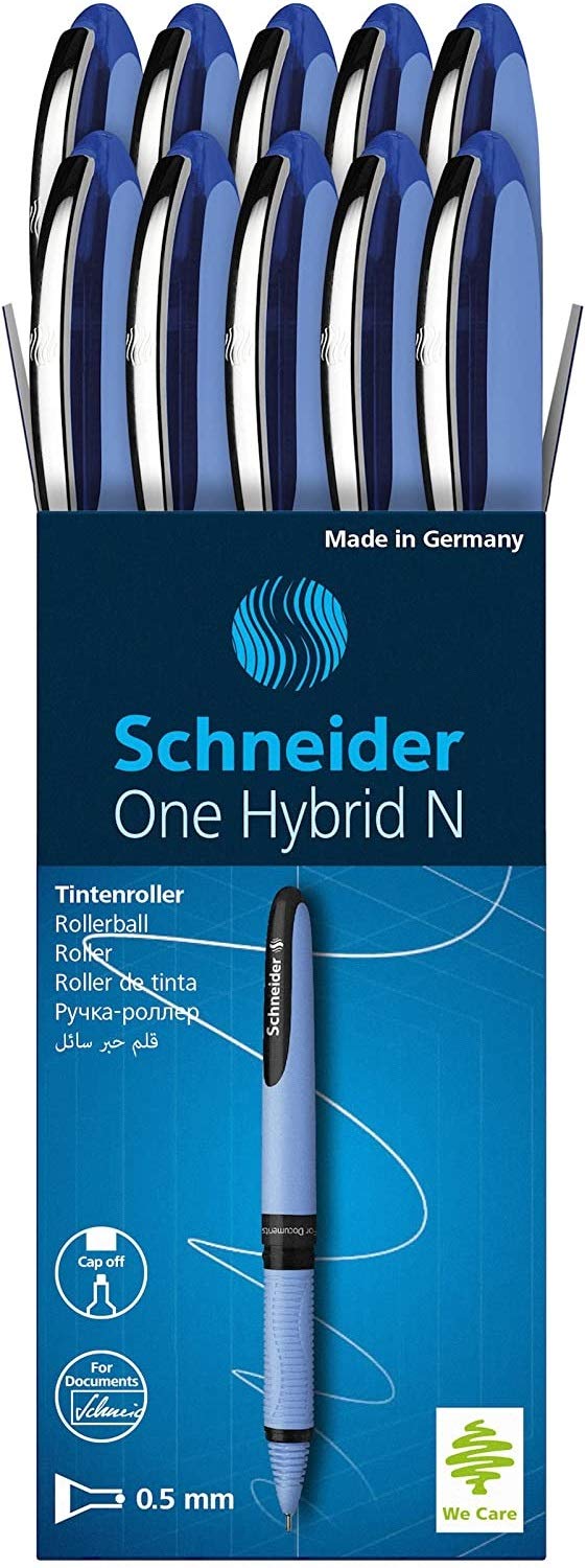 Schneider Pen, One Hybrid N, 0.5 mm, Pack of 10, Blue (183503)