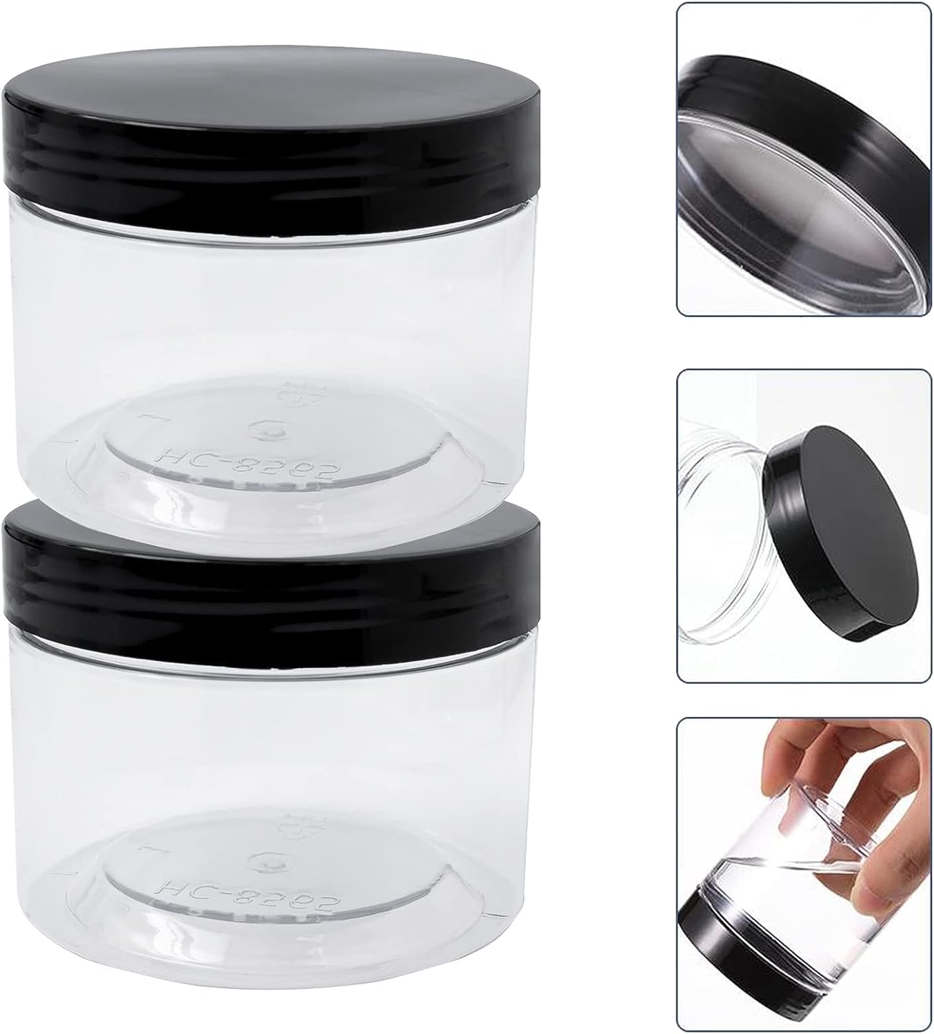 48 Pack Plastic Jars with Black Lids, Wide Mouth Plastic Jars Container, Round Clear Refillable Stackable Cosmetic Container with Labels & Pen for Storage Liquid Beauty Product(120ml/4oz)