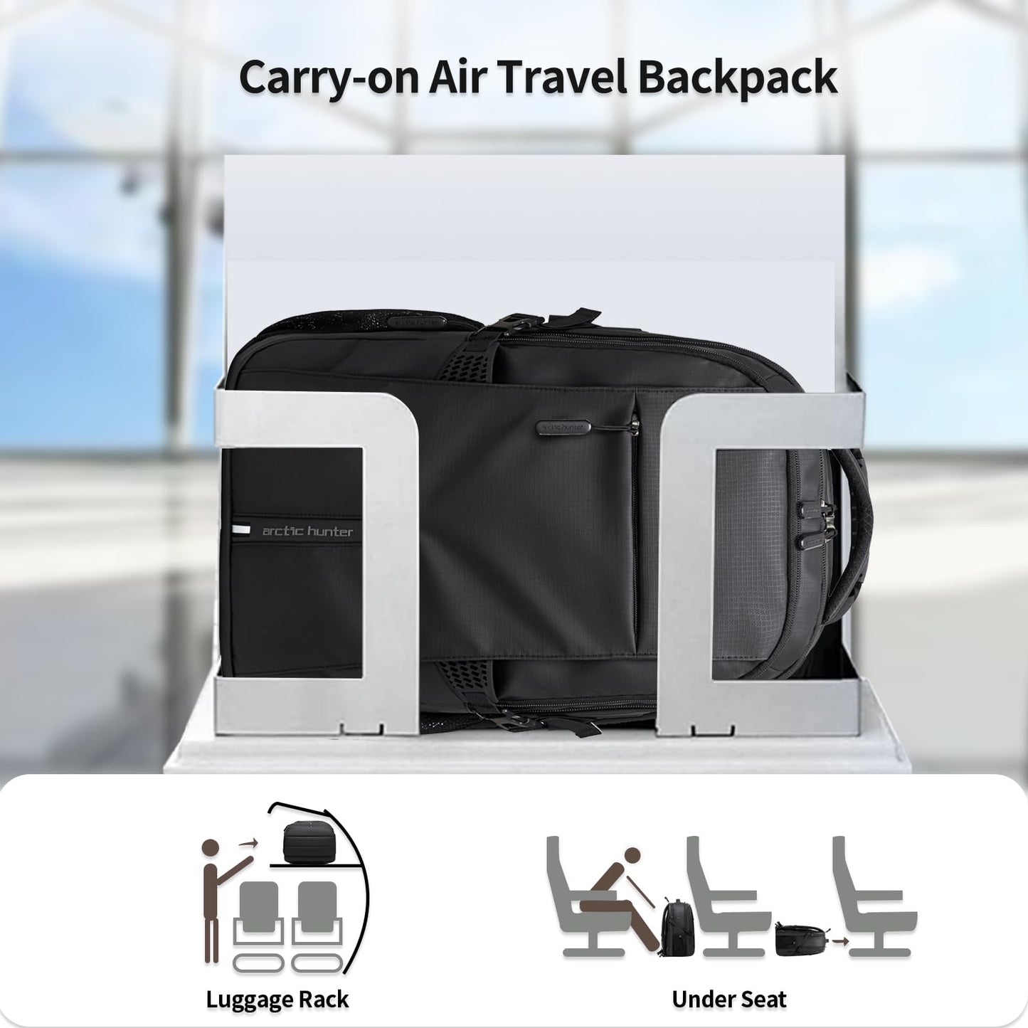 Large Carry on Travel Backpack for Men, 30L Lightweight Compact Laptop Backpack, Anti-Theft & Waterproof, Flight Approved for Business, Work, Commuting, and Weekend Casual Daypack - Black