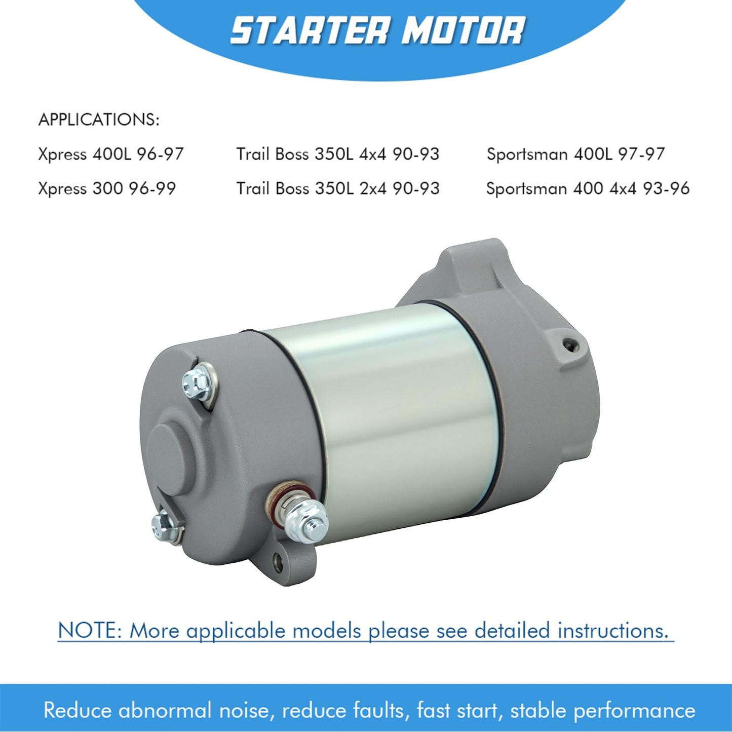 Starter Motor Replacement High Torque for Polaris ATV Xplorer 250 300 350 400 Trail Boss 350L Scrambler 400 3085393 Replaces #3083646, 3083748, 3083760, 3083933, 3084403, 3085393