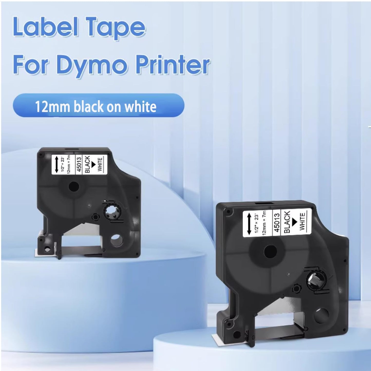 10 Pack Tape Label Replacements Compatible for Dymo D1 45013 S0720530 45013s, 12mm x 7m Black on White Label Maker Refills for LabelManager 160 210D 280 360D 260P 420P PnP 450D
