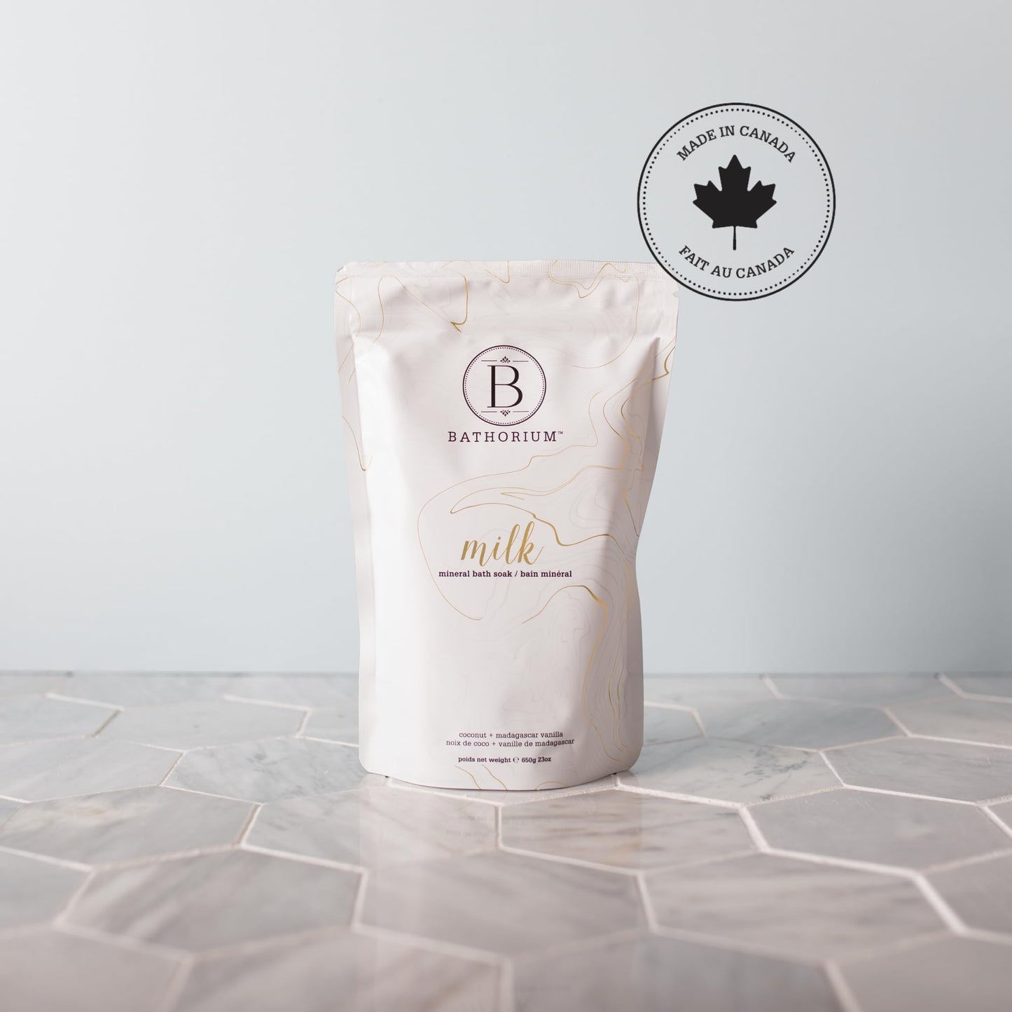 Bathorium Milk Mineral Bath Soak, Made with Coconut, Dead Sea Salt & Vanilla Bean CO2, Ideal for Hydration, Good for Sensitive Skin, 650g