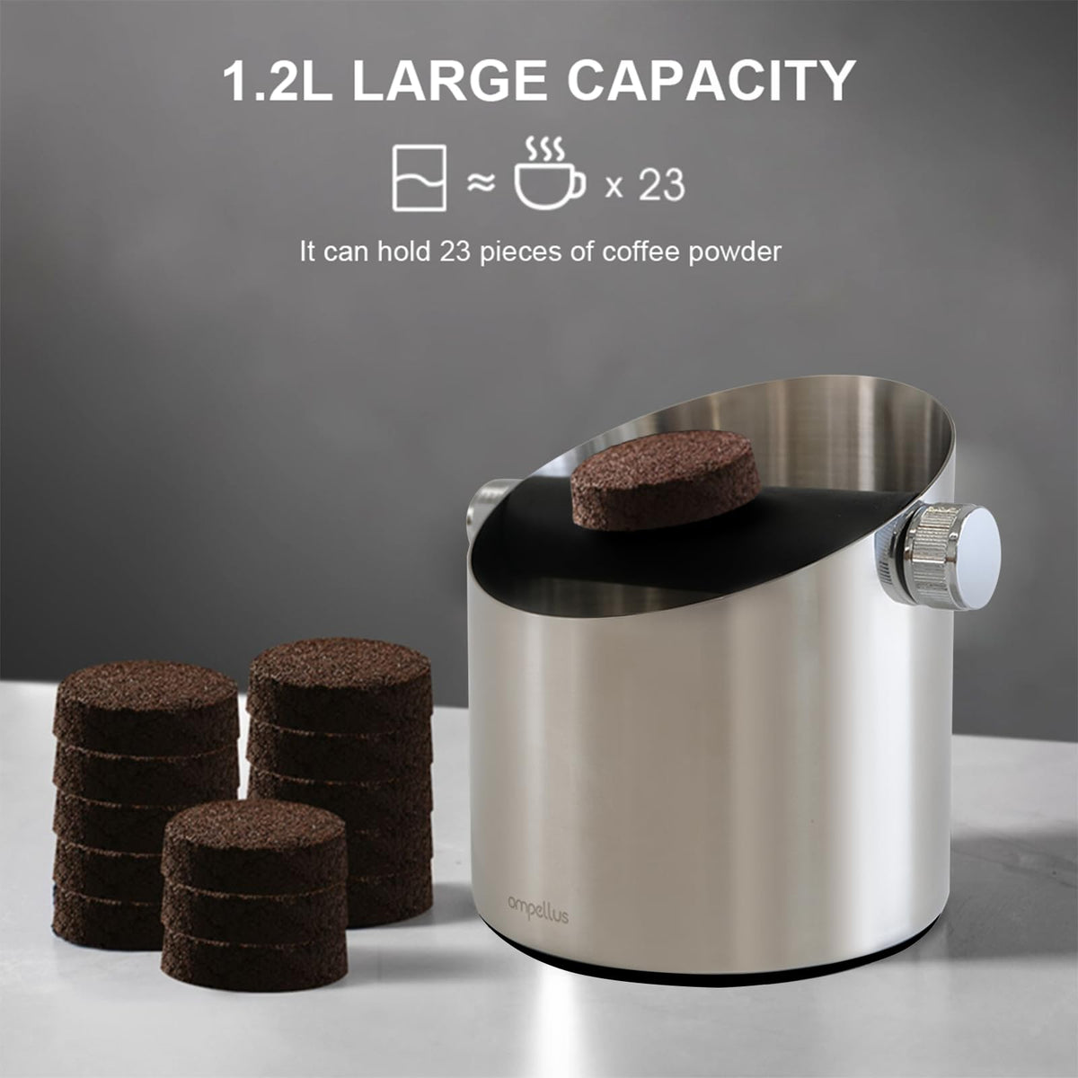 Ompellus Espresso Knock Box, Large Capacity & Non-Slip Base Coffee Knock Box, Barista Tools, Espresso Machine Accessories (White)