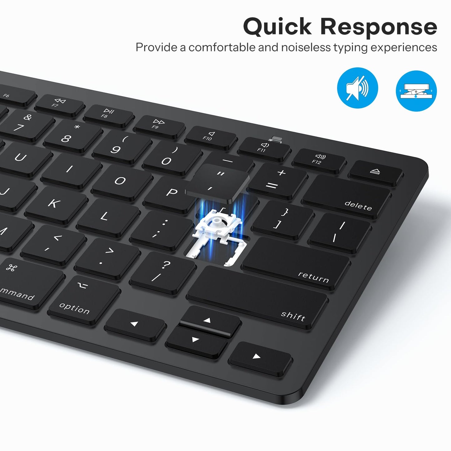 Bluetooth Keyboard for Mac, OMOTON Compact Wireless Keyboard Compatible with MacBook Pro/Air, iMac, iMac Pro, Mac Mini, Mac Pro Laptop and PC,Black