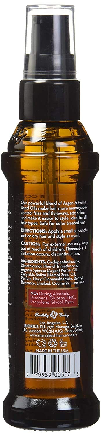 MARRAKESH Marrakesh Hair Care Argan and Hemp Styling Oil, 2 ounces, EARTHLY BODY Marrakesh Oil Hair Styling Elixir 2 oz (MK001)