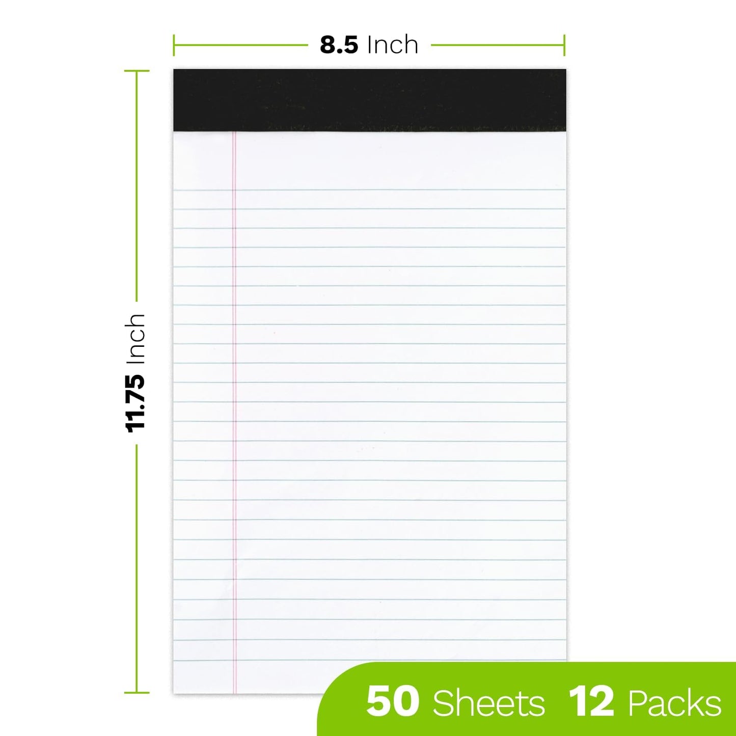 Legal Pads 8.5 x 11-50 Sheets Notepad, 12 Pack Goefun White Lined Notepads 8.5 x 11 Wide Ruled, Perforated Writing Pads Letter Size for Office, School, College