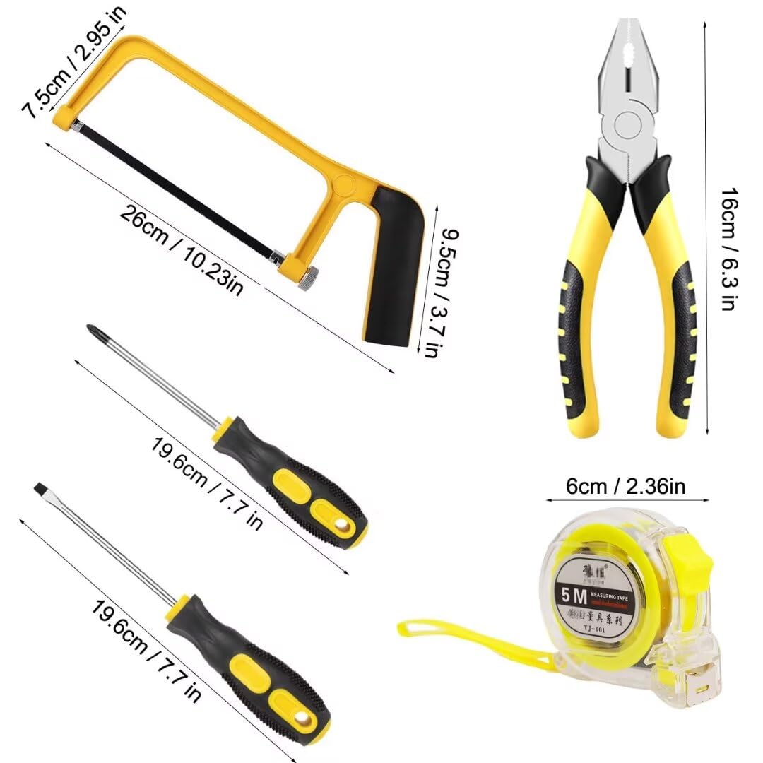 QeeHeng Kids Tool Set, Kids Real Tools kit, Real Children's Tool Set Toy for DIY Construction Woodworking Building, with Bag & Belt & Hammer & Handsaw, 18 Pieces, Gift for Boys Girls