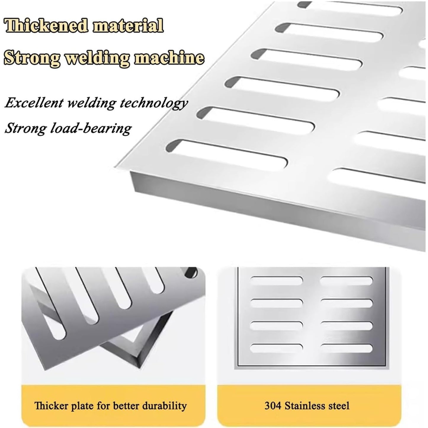 Yharnamite Square Catch Basin Drain Grate, Outdoor/Indoor Stainless Drainage Trench Cover, Rain Gutter Drainage Strainers, Rainwater Grating Floor Drain for to Block Debris (30x30x2cm)