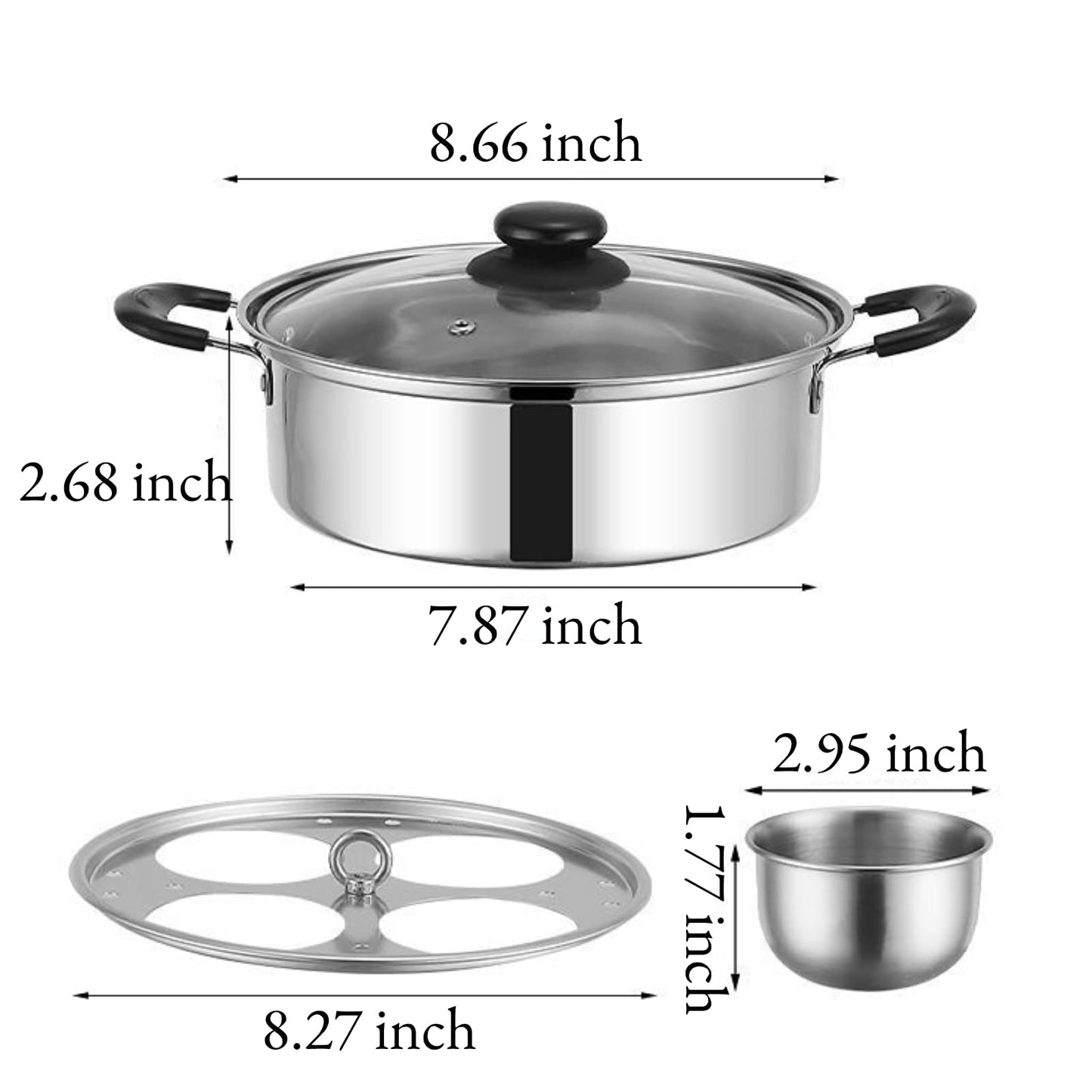 GOVNPJ Egg Poacher Pan, 4-Cup Stainless Steel Egg Poacher, Silver