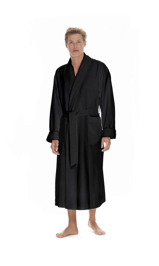 Boca Terry Mens Plush Robe, Big & Tall Bathrobe for Men, Warm Luxury Microfiber Robe - Medium, Black