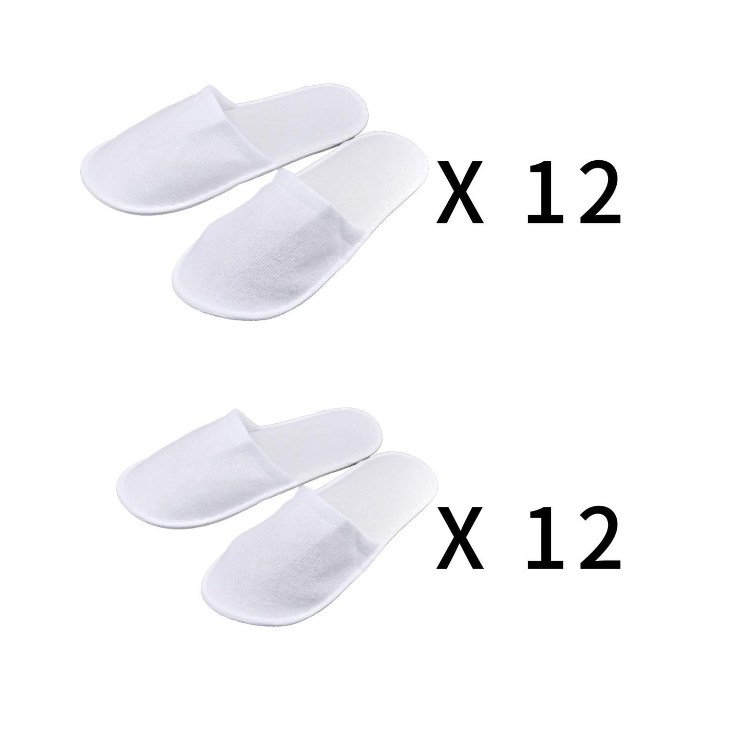 KRISMYA 24 Pairs Spa Slippers,Closed Toe Disposable Slippers,Non-Slip Slippers Fit Size for Men and Women for Hotel Home Guest Used,White, White, Medium and Large
