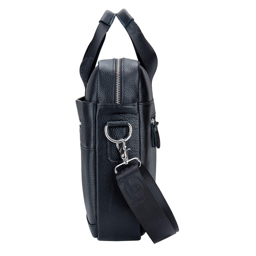 Leather Business Messenger Bag Briefcase Handbag for Men Carry All Laptop Protection for 14 Inch Computer Crossbody Shoulder Satchel Bags Handbag Black