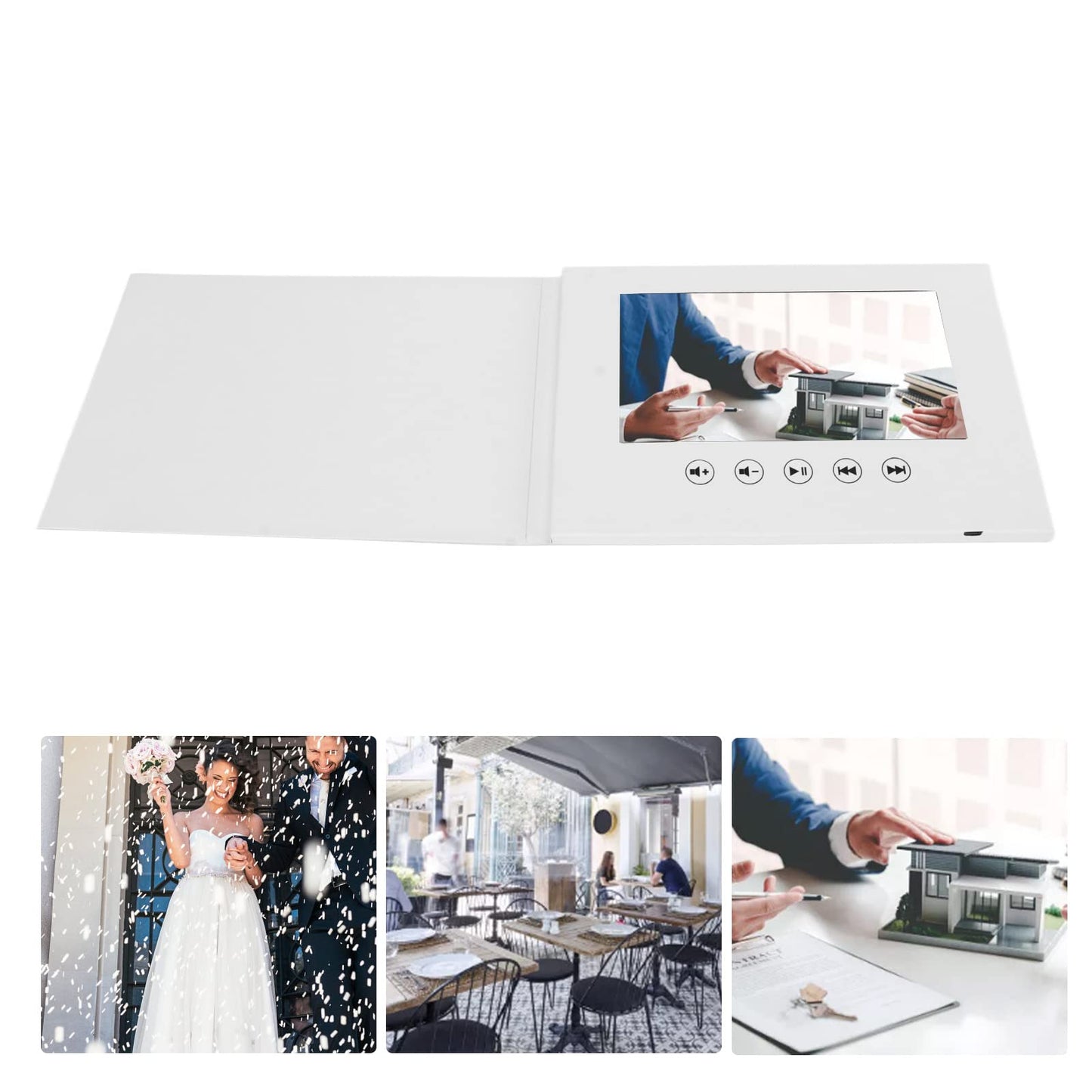 Video Greeting Card, Electronic Greeting Card with LCD Screen, 128M Memory Video Brochure for Father Day Mother Day Christmas Anniversary, Thanks Cards Rechargeable (7 Inch 1500mAh)