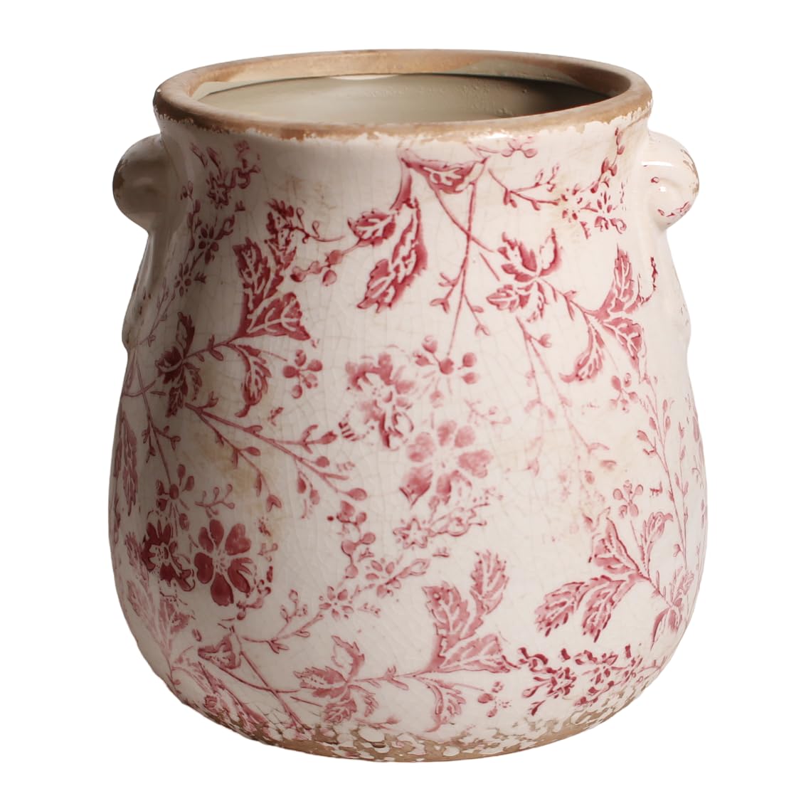 Xiaan Jiaju 6.68in. Tuscan Planter & Room and Home Decor, Decorative Vase, Indoor/Outdoor Ceramic Plant Pot, Drainage Hole, Red