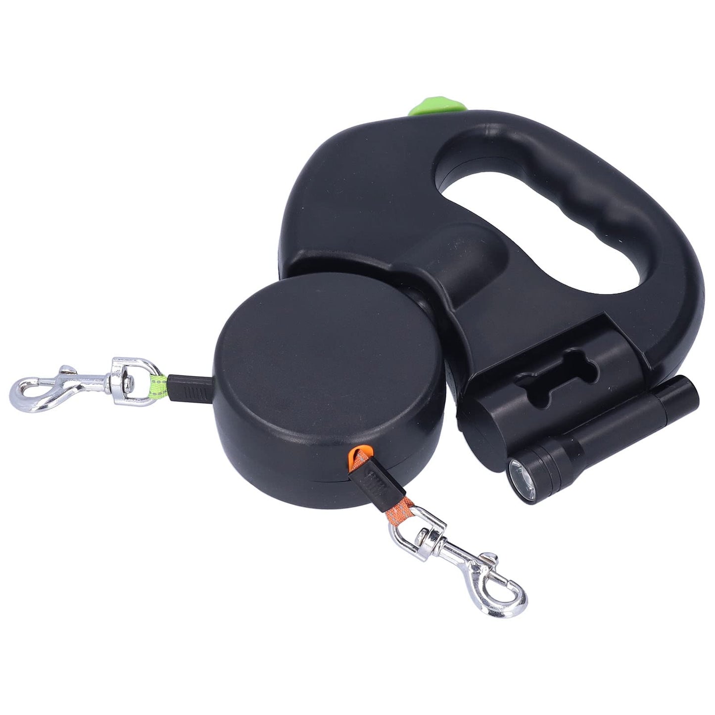 Retractable Double Dog Leash Reflective Pet Leash for Walking 2 Dogs, Traction Rope for Small Medium Dogs, Pet with Light and Bag Dispenser
