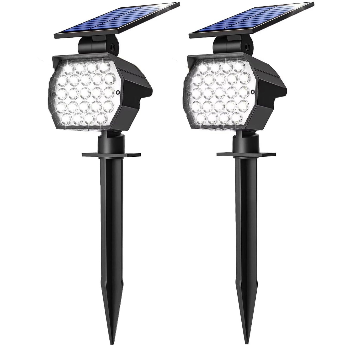 Solar Spot Lights Outdoor,Solar Lights Outdoor 23 LED 3 Lighting Modes Auto ON/Off Solar Spotlights, IP67 Waterproof for Garden, Yard and Outside Landscape 2 Pack (Cool White)