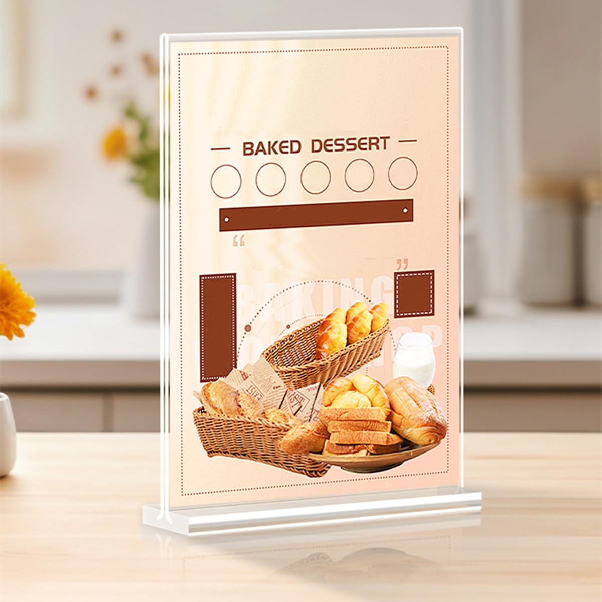A4 Acrylic Sign Holder, 6 Pack T-Shape Double-Side Menu Holders, Clear Perspex Display Stand for Office Hotel Store Restaurant School