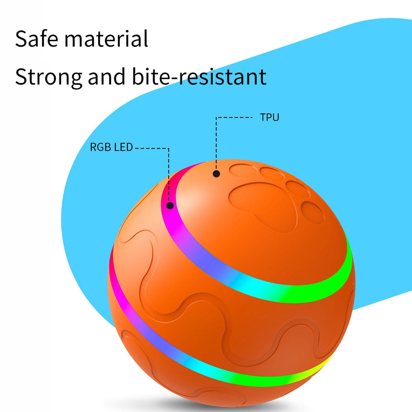 BEFYUS Interactive Dog Toy Ball - Smart Cat Interactive Ball and Self Moving Bouncing Rotating Wicked Air with Rechargeable，Active Rolling Ball for Dogs/Cats