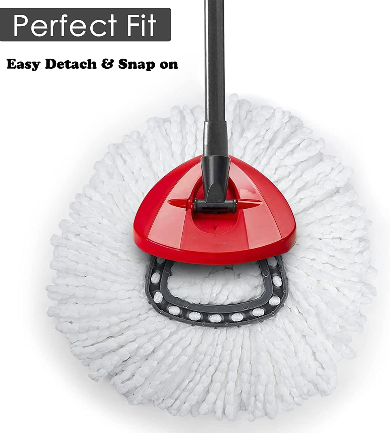 6 Pack Spin Mop Replacement Head with 1 Rotating Mop Base, EasyWring Mop Refills Compatible with Vileda Mop Replace Head, 100% Microfiber Mop Refill, Deep Cleaning Machine Washable and Easy to Replace