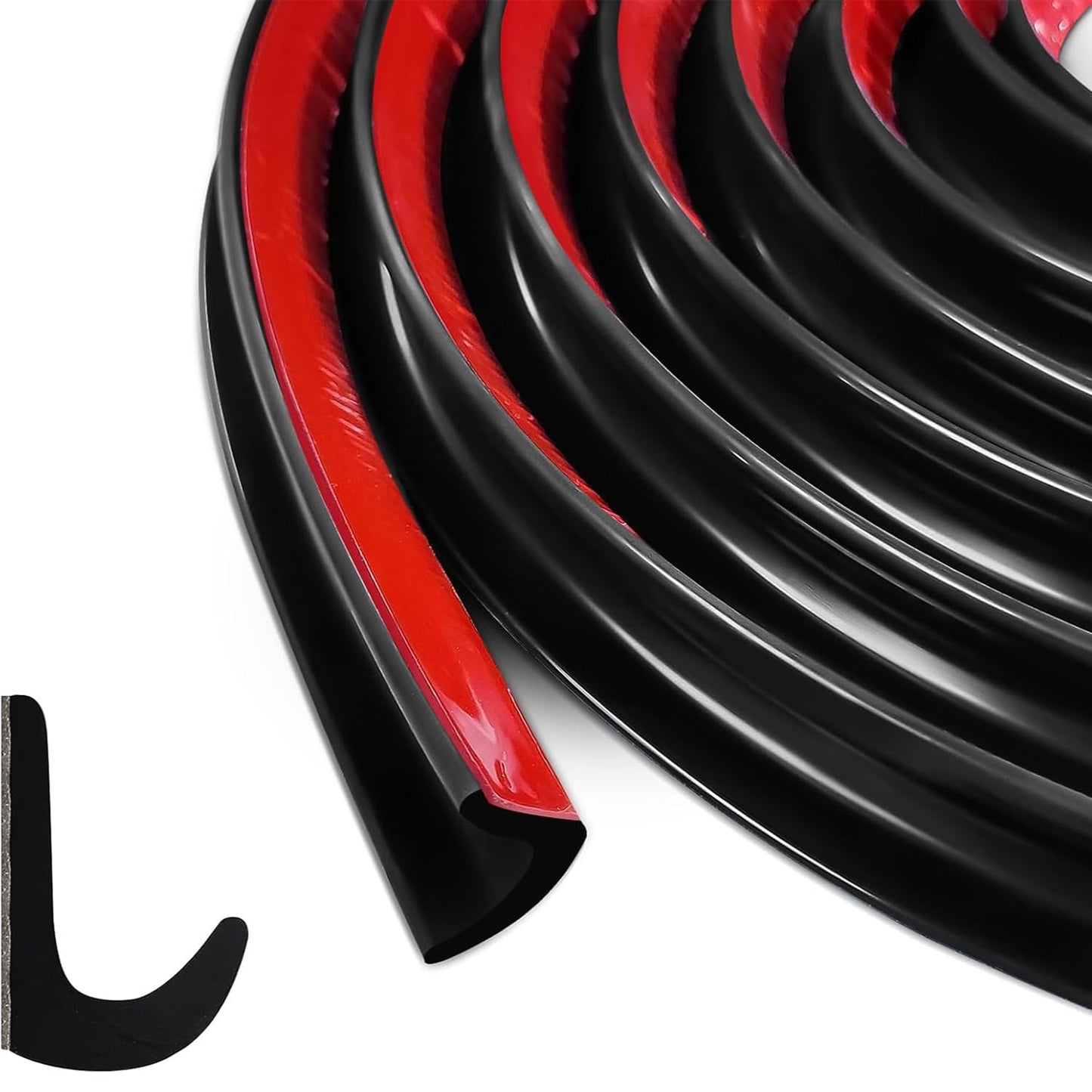 Yharnamite J Shape RV Rain Gutter, 10M Length Rubber Drip Strip with Adhesive Backing, Roof Rain Diverter Strip to Control Water Runoff, for Cars, Vans, Truck, Boat, RV (Black)