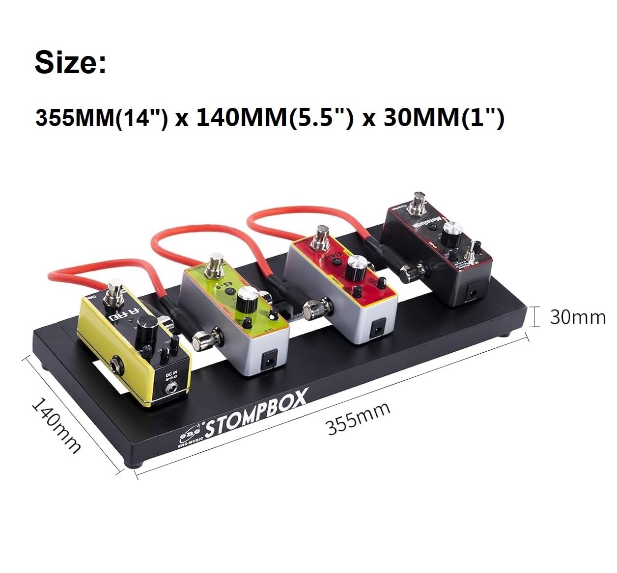 ENO MUSIC 14" Mini Pedal Board Guitar Effects Compact Small Pedalboard with Pedals Mountain Tape & Cable Tie