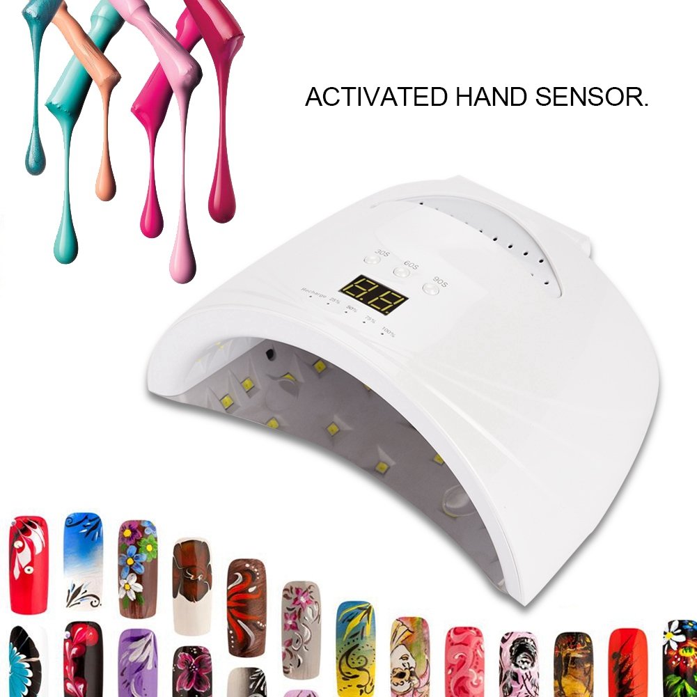 48W Cordless Rechargeable Nail Lamp, Nail Led Nail Polish Dryer Nail Art Tool for Gel Nail (01)