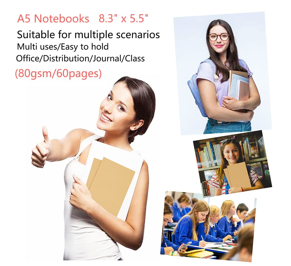 32 Pack Notebook Journals for Travelers, Students and Office, Writing Diary Subject Notebooks Planner with Thick Paper, 60 Pages, 30 Sheets, 8.3x5.5 inch, A5 Size, Travel Journal Set (Lined)