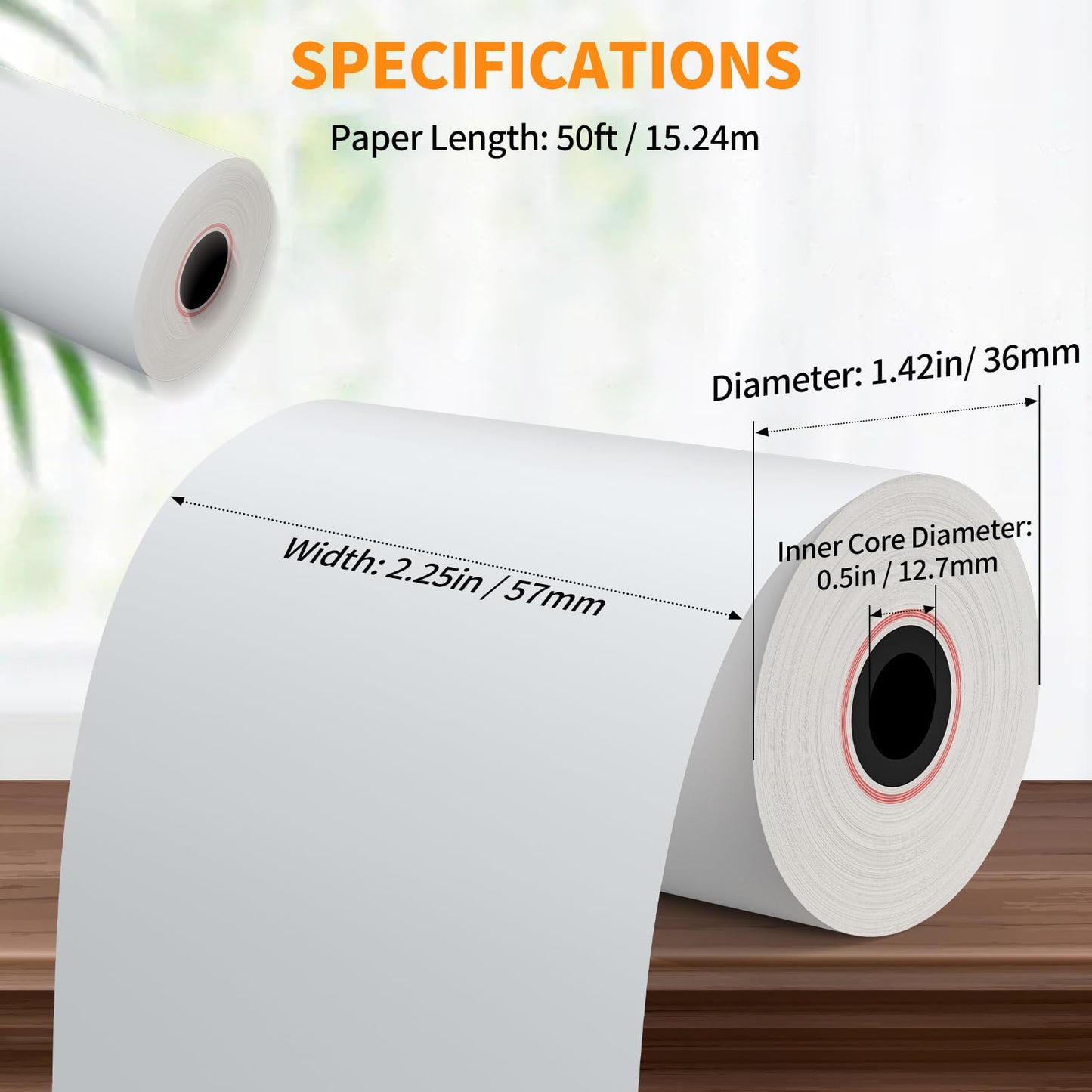 PAPRMA 2 1/4'' x 50' Receipt Paper Rolls POS Thermal Paper Cash Register Paper Rolls for Credit Card Machine (100 Rolls)