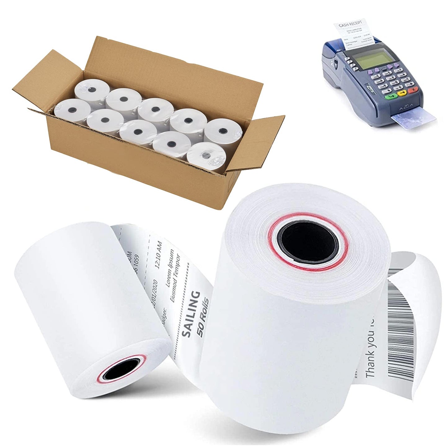 Coopaty 3 1/8 in x 230 ft Thermal Receipt Paper for POS Register (10 Rolls)