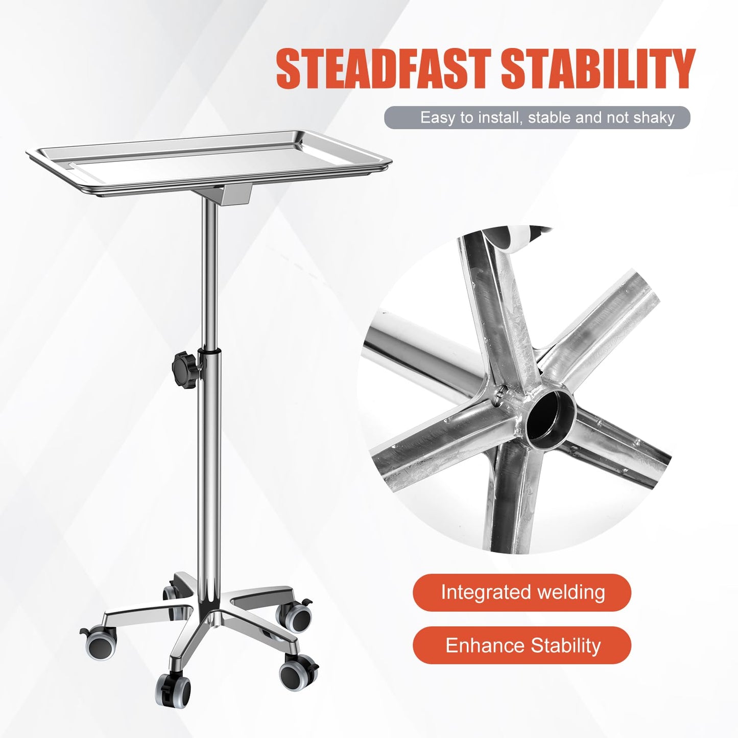 ChoJiah Extra Large Rolling Salon Tray on Wheels Hairstylist Tray Tattoo Tray, Ideal Use for for Hair Salon Dental Hairstylist Cart