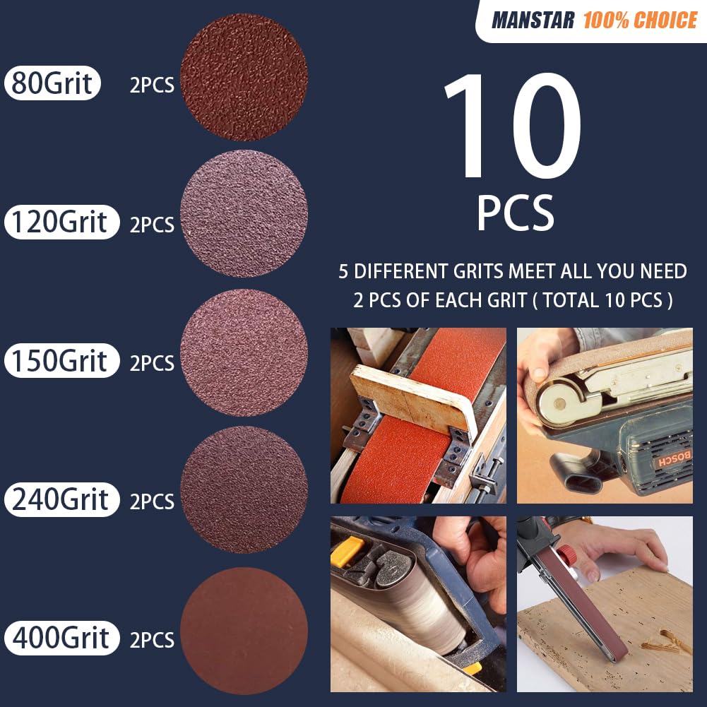 10 Pcs 6 x 48 Inch Assorted Aluminum Oxide Sanding Belt,80/120/150/240/400 Grit