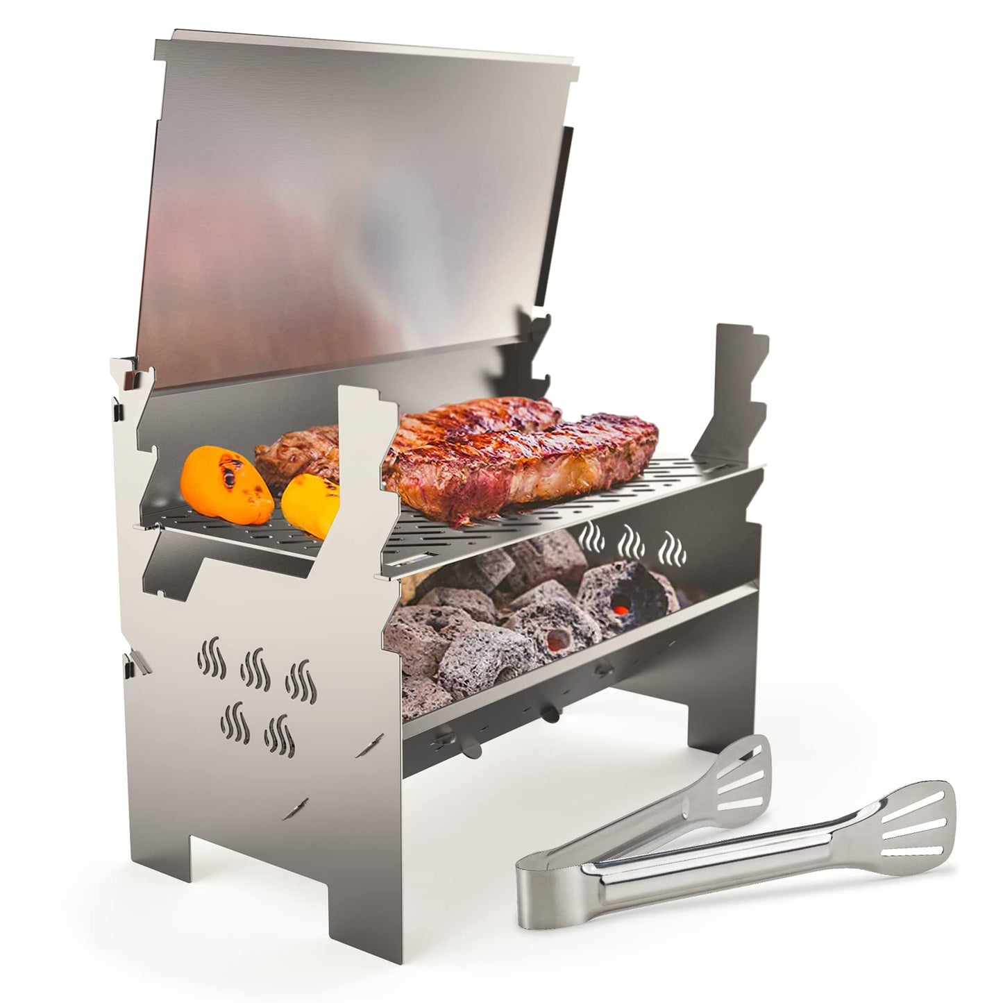 onlyfire Detachable Portable Charcoal Wood Grill Camping Grill for Picnic, Hiking, Backyard Cooking - with Handbag