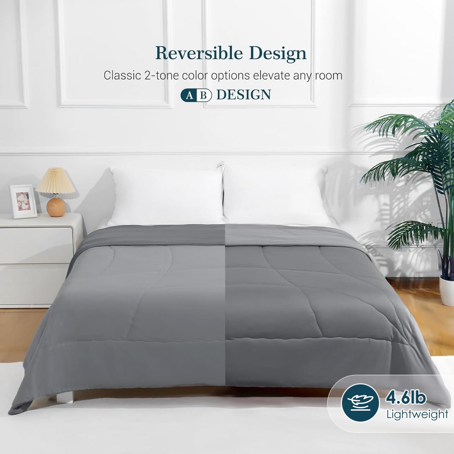 Elegear Cooling Comforter, Ultra-Soft Comforter Absorbs Body Heat, Q-Max>0.55 Double-Sided Japanese Arc-Chill Cool-to-Touch Cooling Blanket,Breathable Cool Quilt for Night Sweats,79" X 86",Gray