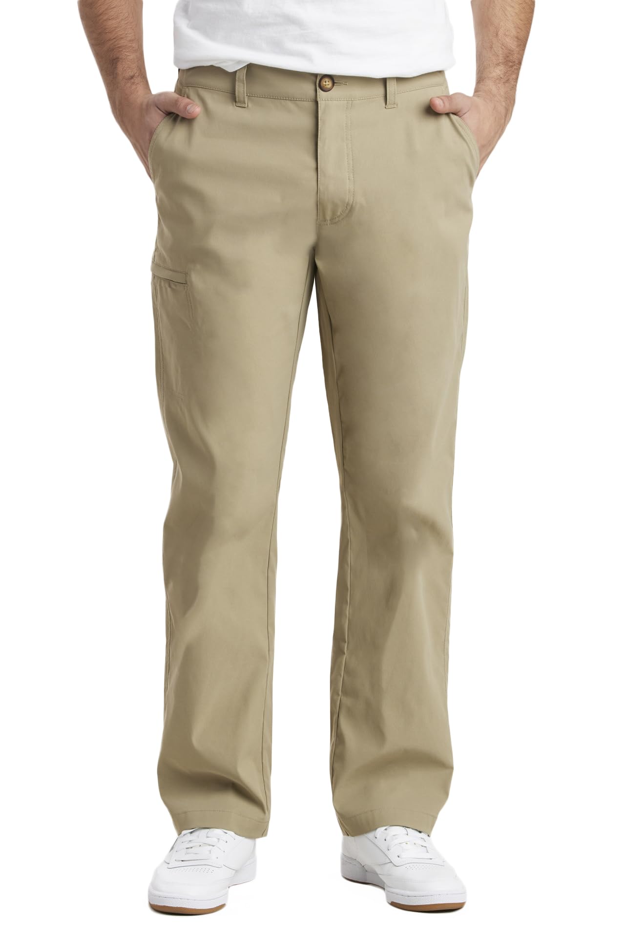 Unionbay Men's Rainier Lightweight Comfort Travel Tech Chino Pants, Khaki, 34W x 30L