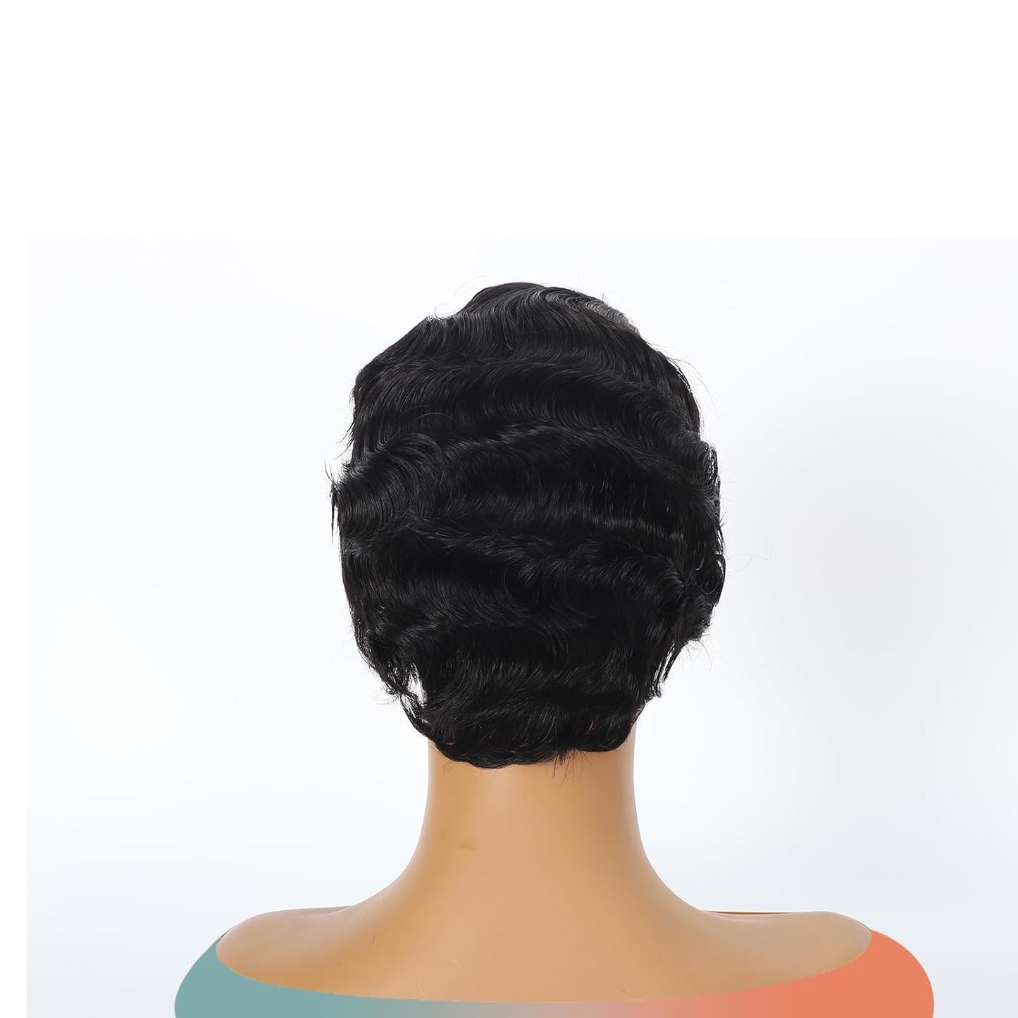 Fereowth Short Pixie Cut Wigs For Black Women Wig Finger Wave Wig Brazilian Human Hair Wigs Remy Human Hair Wig (black)