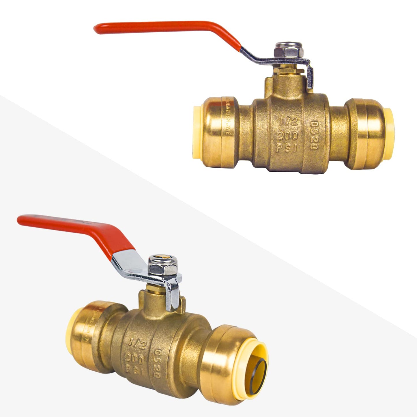 (Pack of 5) AB 1/2 Inch Push Fit Ball Valve, 1/2 Inch Water Shut Off Valve with Disconnect Clip, Full Port Push Connect Ball Valve for Copper, CPVC and PEX Pipe, UPC Certified