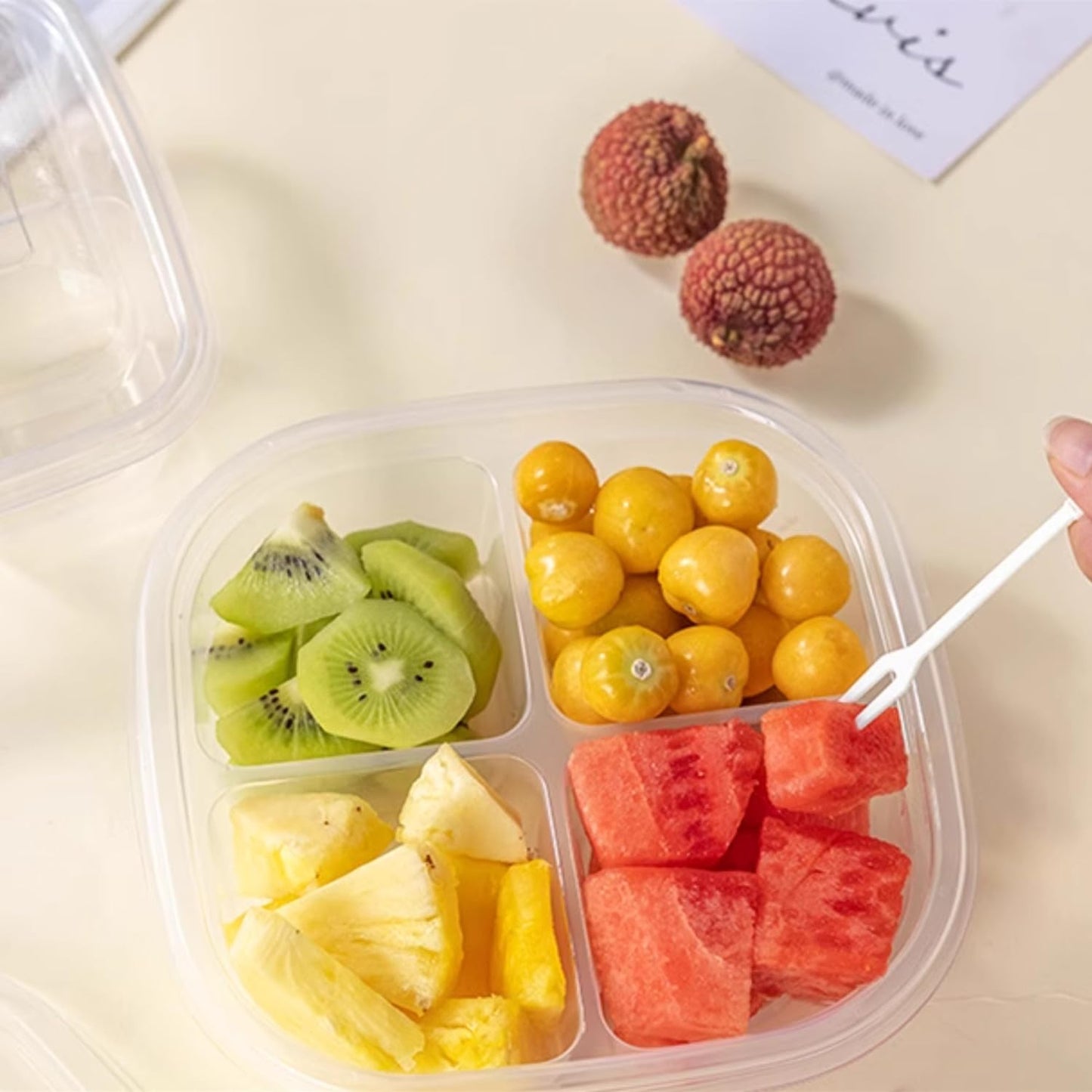 50 Pack Reusable Lunchable Containers with Lids, 4 Compartment Snack Containers Clear Plastic Snack Pack Container for Kids Adults Meal Prep, Food, Snacks, Lunch, Grab and Go