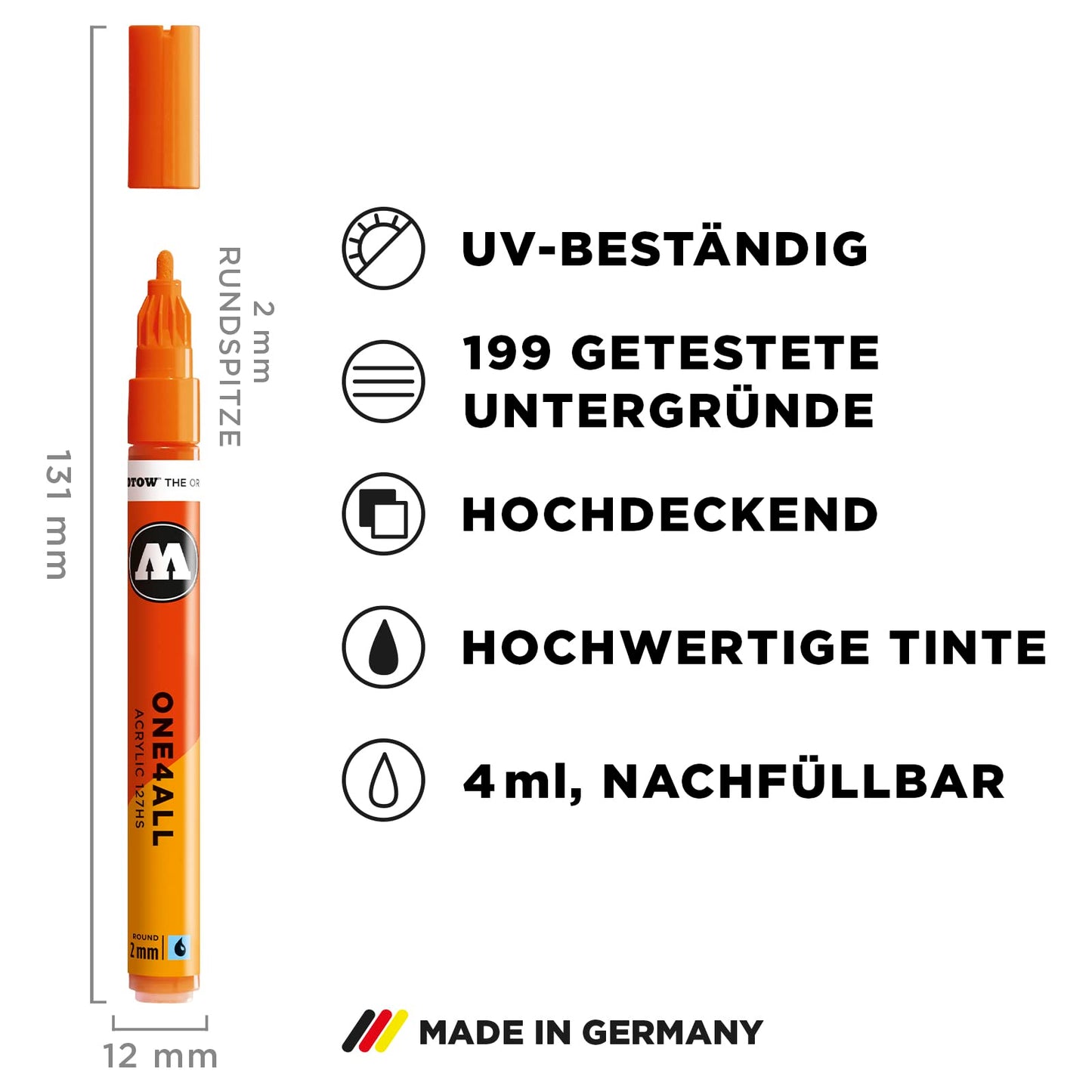 Molotow One4All 127HS Acryl Marker Basic-Set 1 (2,0 mm Strichstärke, hochdeckend und permanent, UV-beständig, für fast alle Untergründe) 10 Stück sortiert