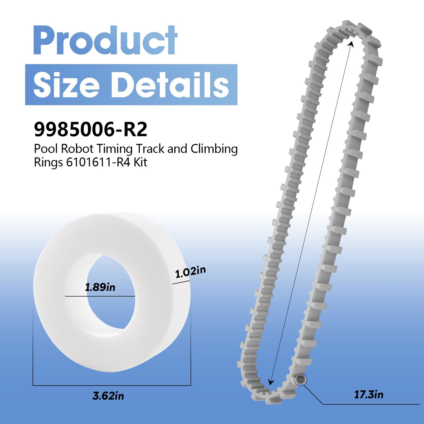 Pool Cleaner Accessories, The Climbing Ring Replacement 6101611-R4, Timing Track 9985006-R2 and 3884997-R6 Guide Wheels Pulley Gears Combo Kits for Maytronics Dolphin Nautilus cc Plus Parts
