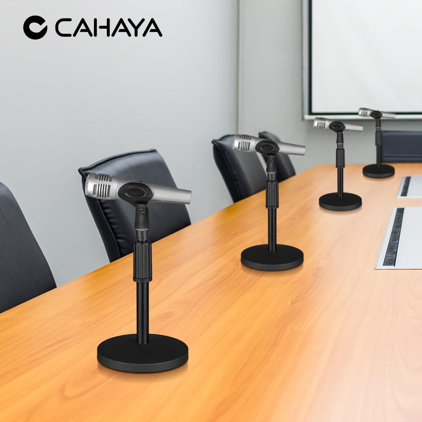 CAHAYA Desktop Microphone Stand with 2 Mic Clips Table Mic Stand with Boom Arm with 3/8" to 5/8" Screw Adapter CY0360