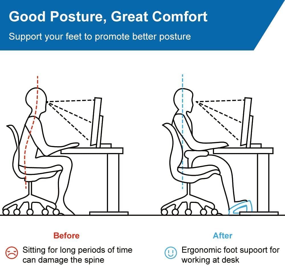 StrongTek Adjustable Under Desk Footrest, Ergonomic Foot Rest for Under Desk with 3 Height Position, Wooden Foot Stool Under Desk with Anti-Slip Surface, Adjustable Foot Stool for Home Office, Natural
