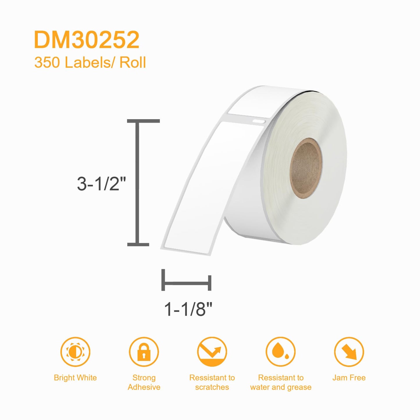 8400 Pcs/3-Proof 1" Core Labelebal Compatible with DYMO 30252,1-1/8" x 3-1/2"(28mm x 89mm) Direct Thermal Labels, Shipping Replacement Labels Compatible for DYMO LabelWriter Printer (350 Labels/Roll)
