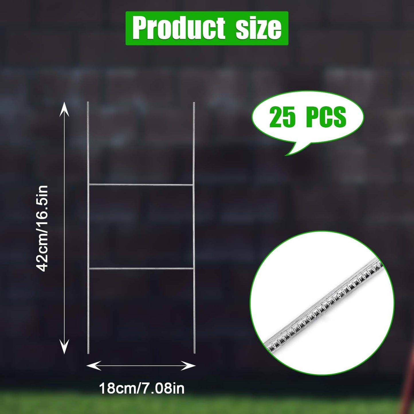 25pcs Yard Sign Stakes, 16.5x7 Inch H Frame Wire Stakes Yard Sign Heavy Duty Metal for Billboards Metal Signage Holders