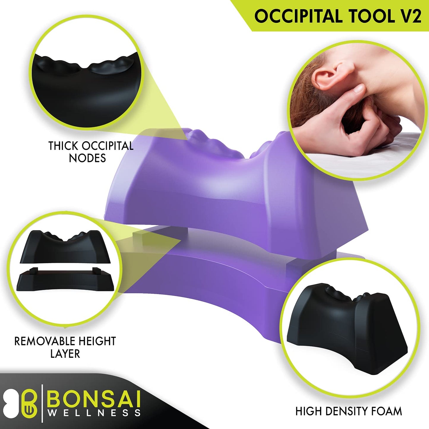 BONSAI WELLNESS -Occipital Release Tool 2.0 Cervical Traction for Neck and Shoulder Pain Chiropractic Alignment Pivot Device for Trigger Point Therapy Fit Aches