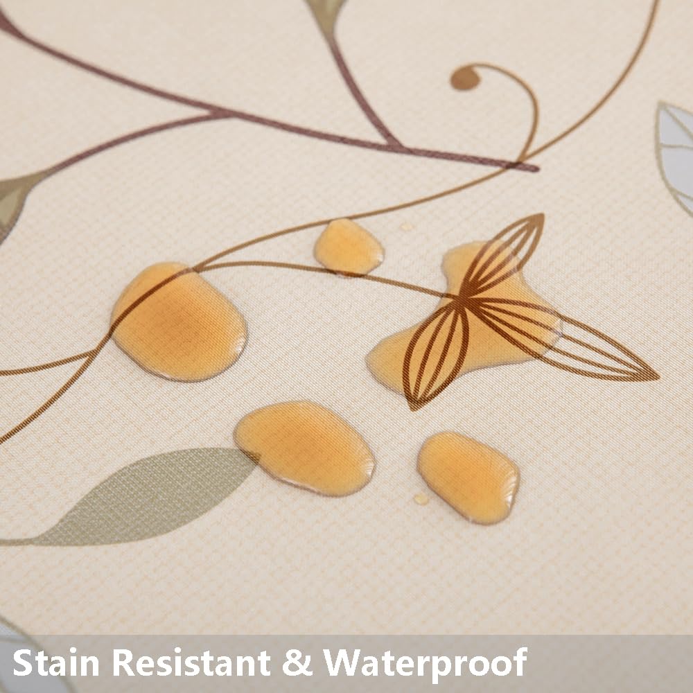 TruDelve Heavy Duty Vinyl Tablecloth Beige Plastic Table Cloth Waterproof Wipeable Oilcloth Tablecloths for Rectangle Tables (54'' x 72'', Leaves Beige)