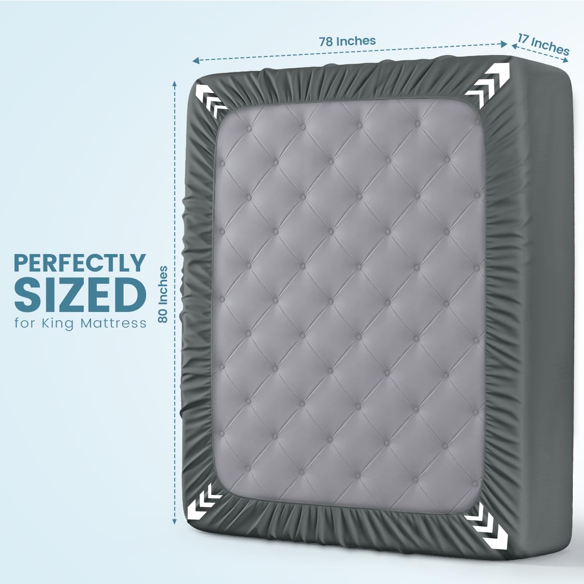 Utopia Bedding Waterproof Mattress Protector King Size, Premium Terry Mattress Cover 200 GSM, Breathable, Fitted Style with Stretchable Pockets (Grey)