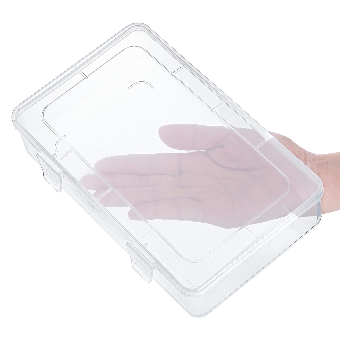Kingrol 12 Pack Clear Plastic Storage Containers with Lids, 8 x 5 x 1.75 Inch Empty Hinged Boxes, Stackable Organizer Boxes for Home, Office, Craft Supplies
